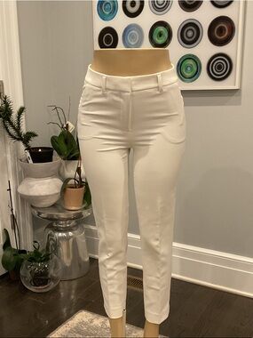 White House Black Market Cream Ankle Crop Slim Pants